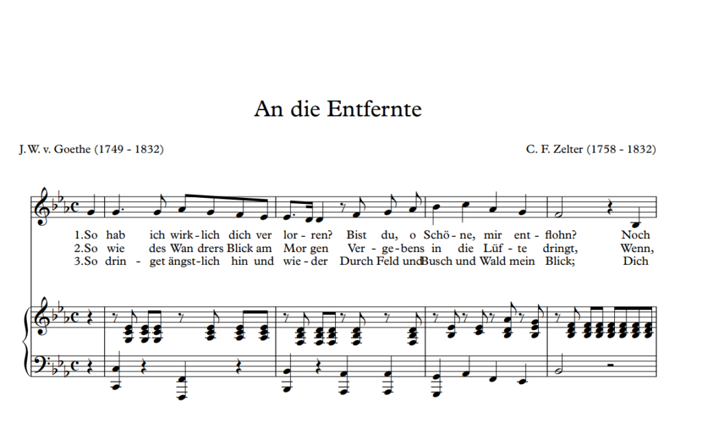 An die Entfernte- Zelter - Lieder