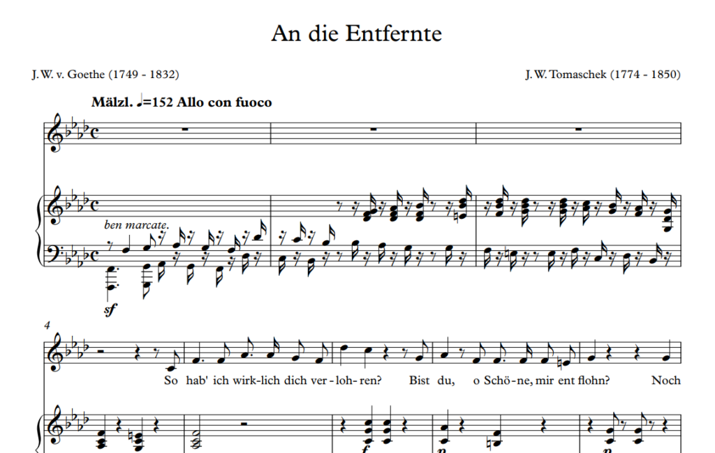 An die Entfernte- Tomaschek - Lieder