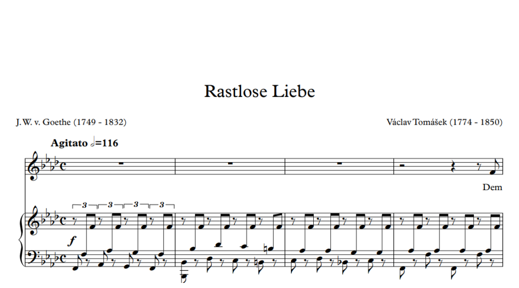 Rastlose Liebe Tomaschek - Lieder
